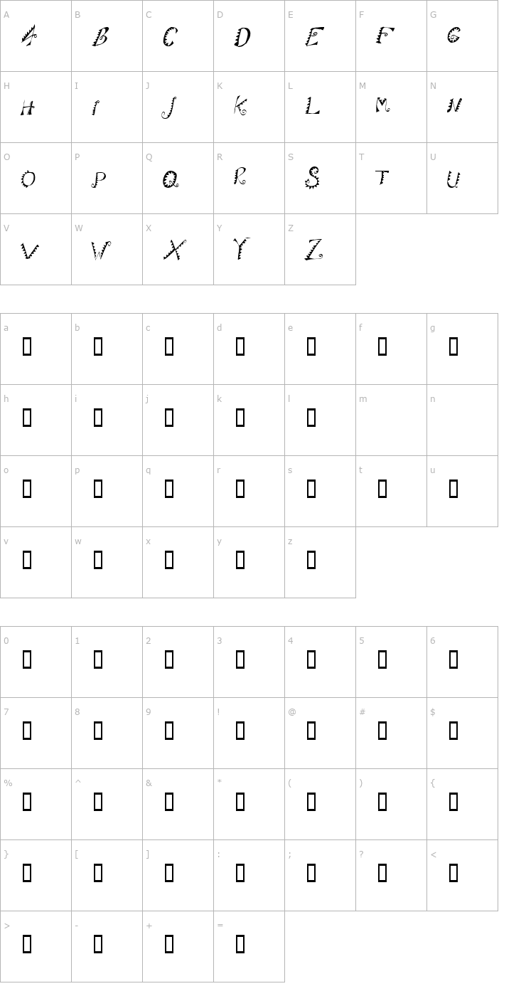 Character Map Alligator Puree Font