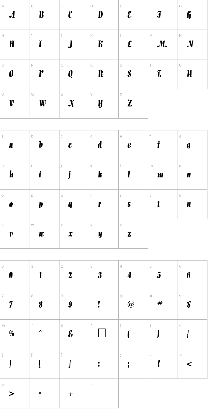 Character Map Alligator-Regular DB Font