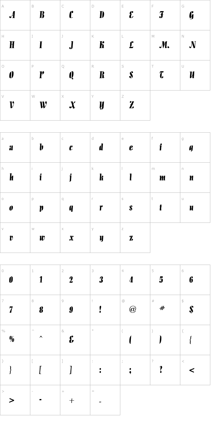 Character Map Alligator-Regular Font
