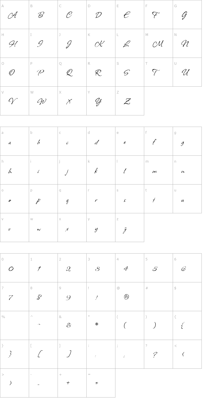 Character Map AllisonROB Font