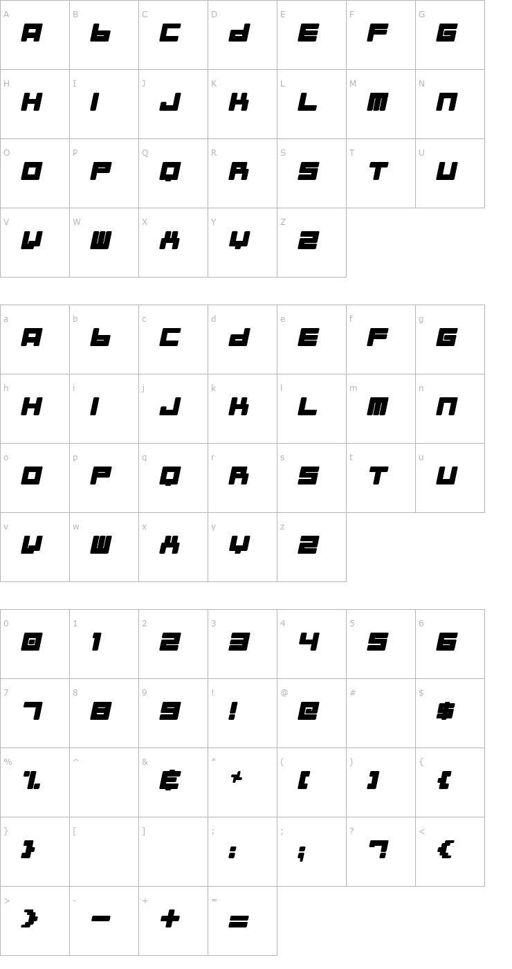 Character Map Almanaque Italic Font
