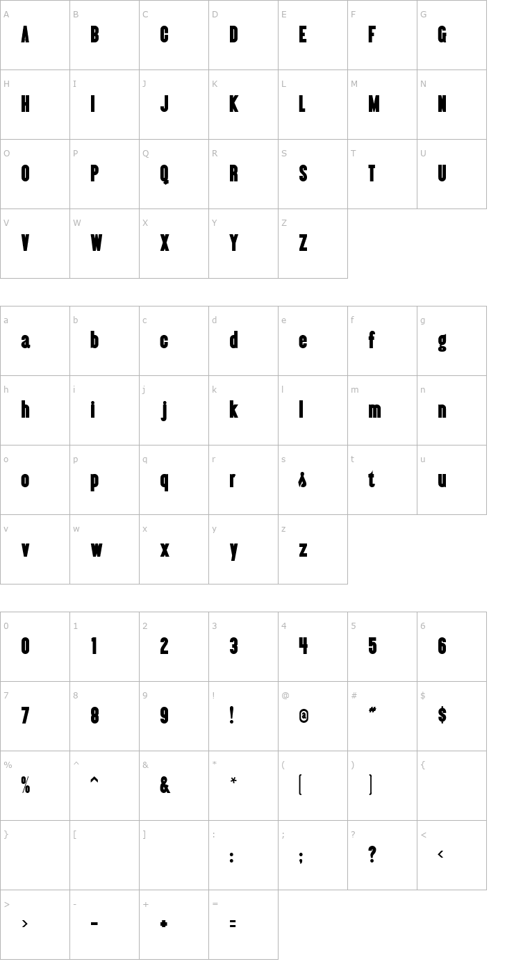 Character Map Almonte Font