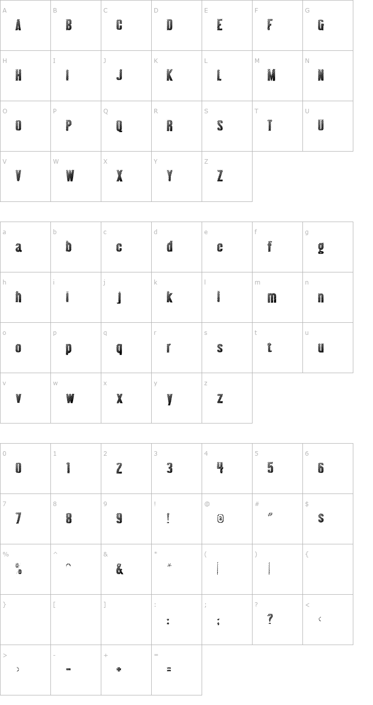 Character Map Almonte Woodgrain Font