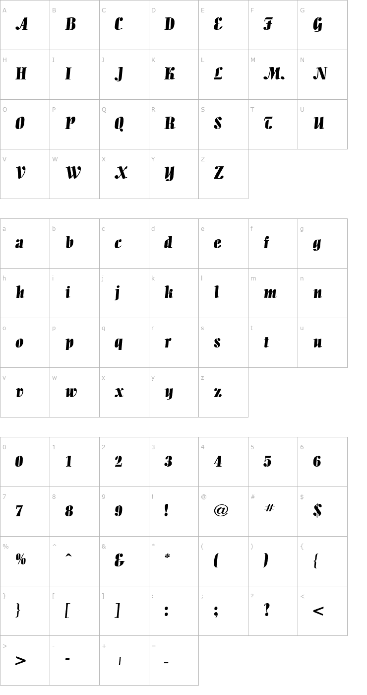 Character Map Aloe Extended Normal Font