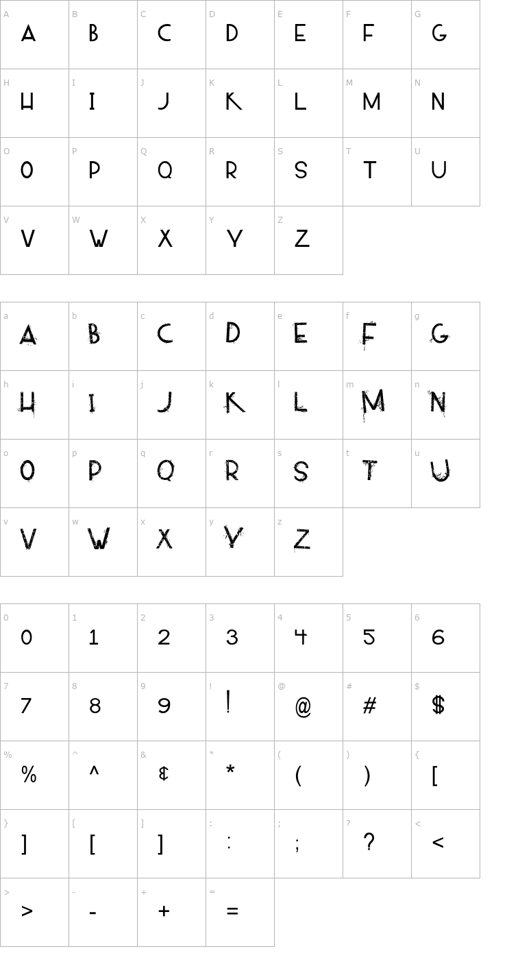 Character Map Alpaca 54 Font