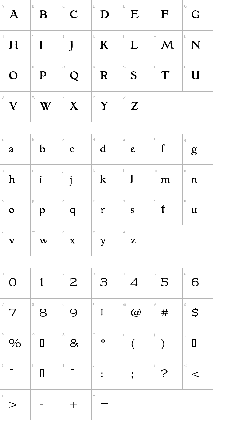 Character Map AlpenhornSSK Font