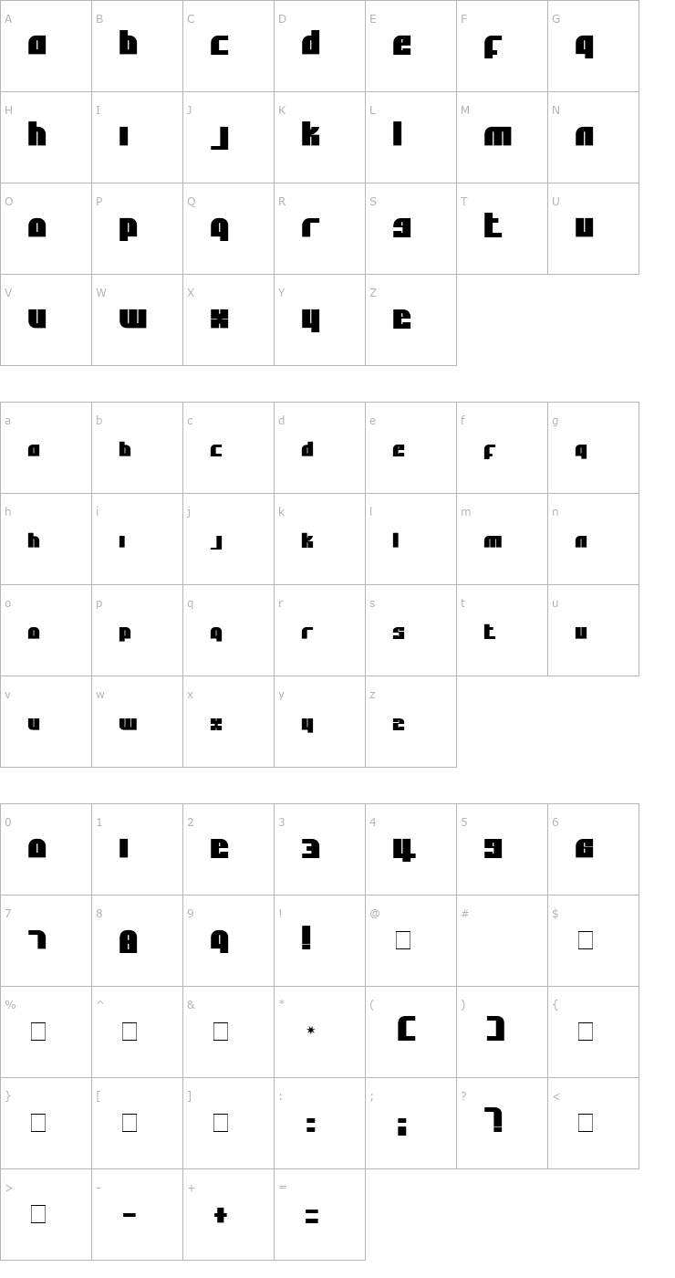 Character Map Alpha Flight Solid Small Caps Font