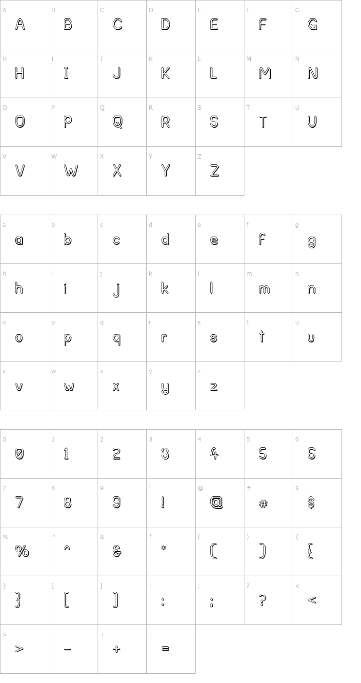 Character Map Alpha Romanie Outline G98 Font