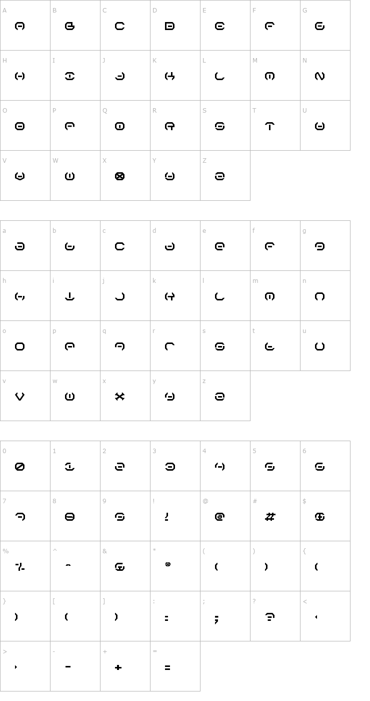 Character Map Alpha Sentry Font