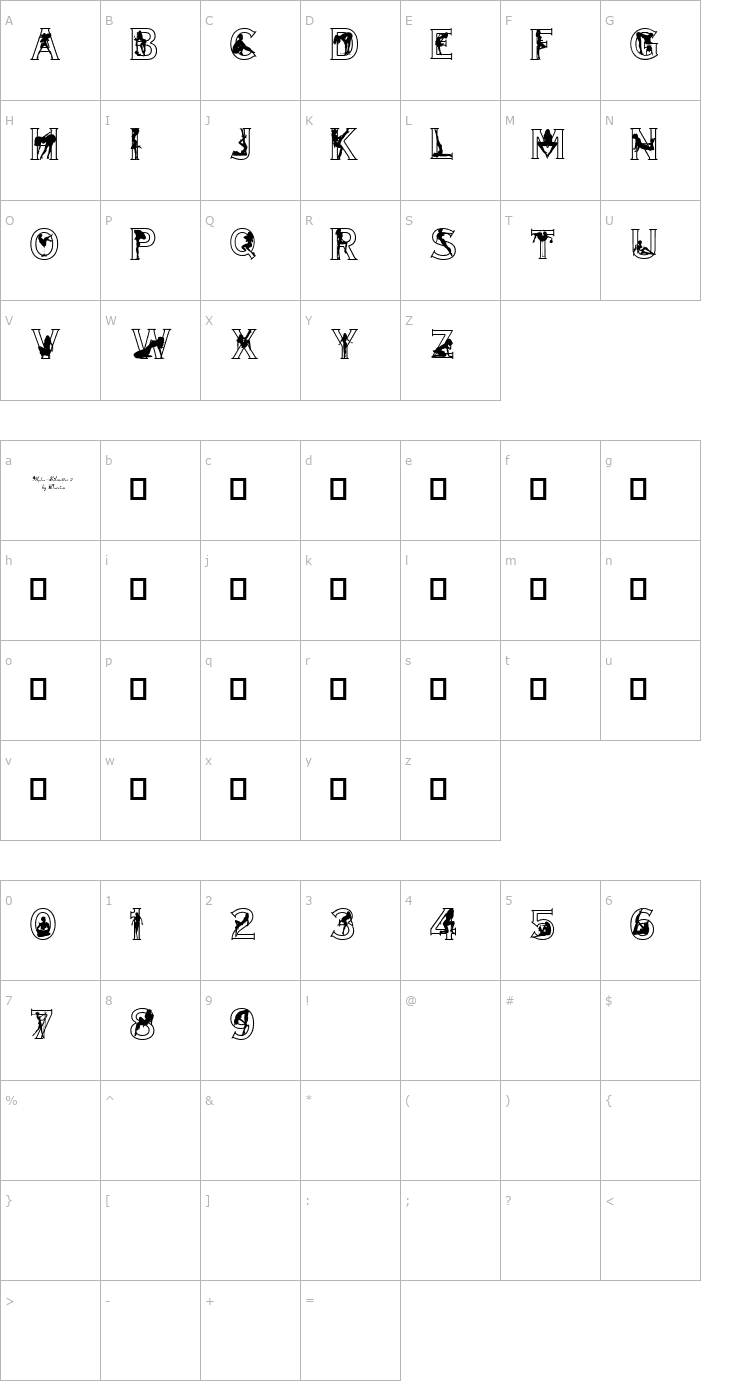 Character Map Alpha-Silouettes 2 Font
