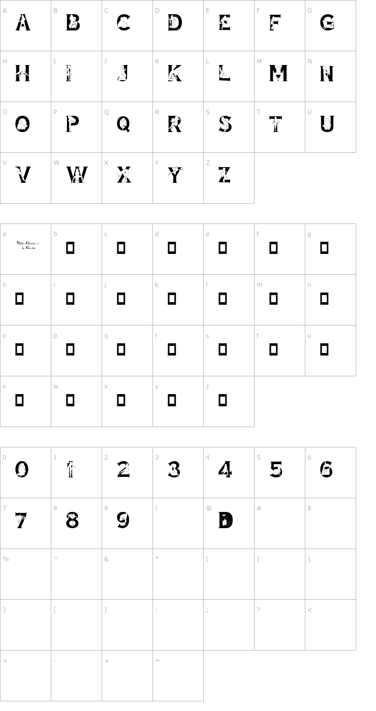 Character Map Alpha Silouettes 3 Font