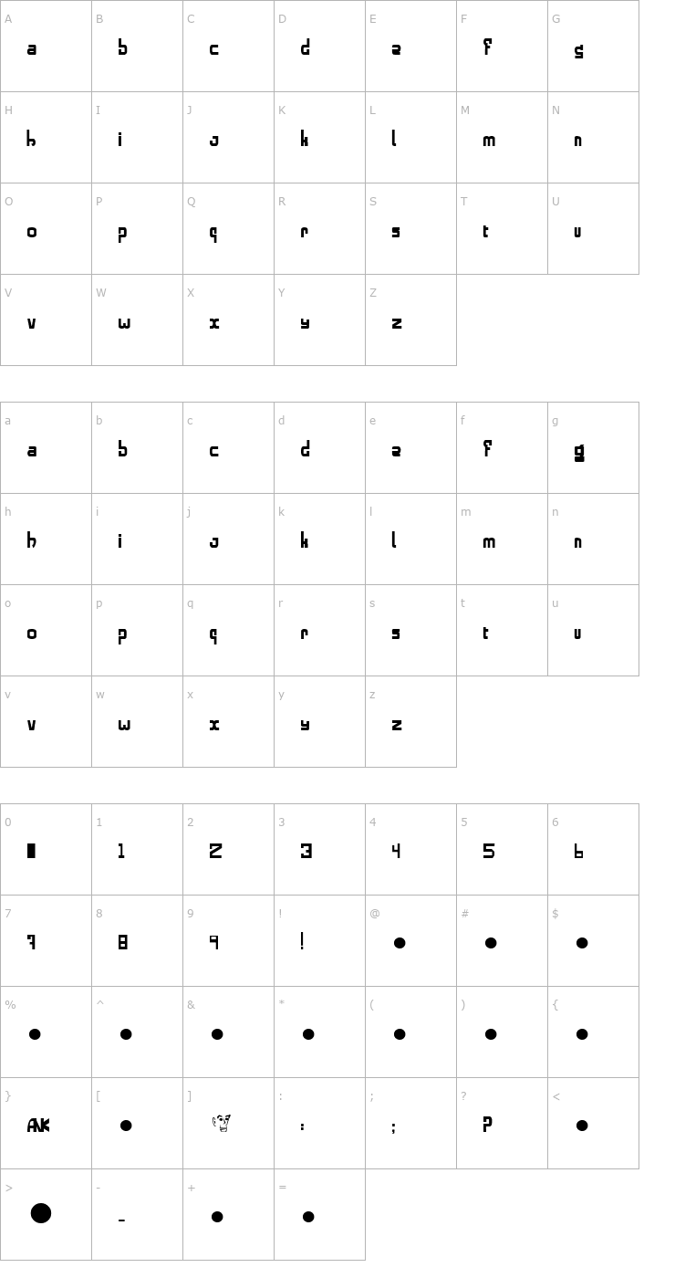Character Map alphabold Font