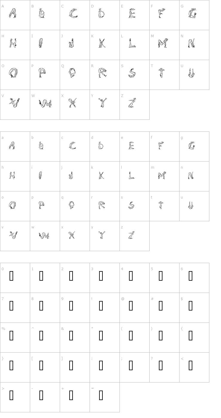 Character Map AlphaFitness Font