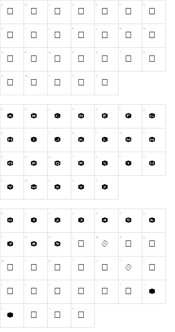 Character Map AlphaShapes hexagons 3 Font