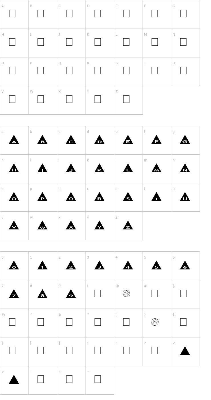 Character Map AlphaShapes triangles Font