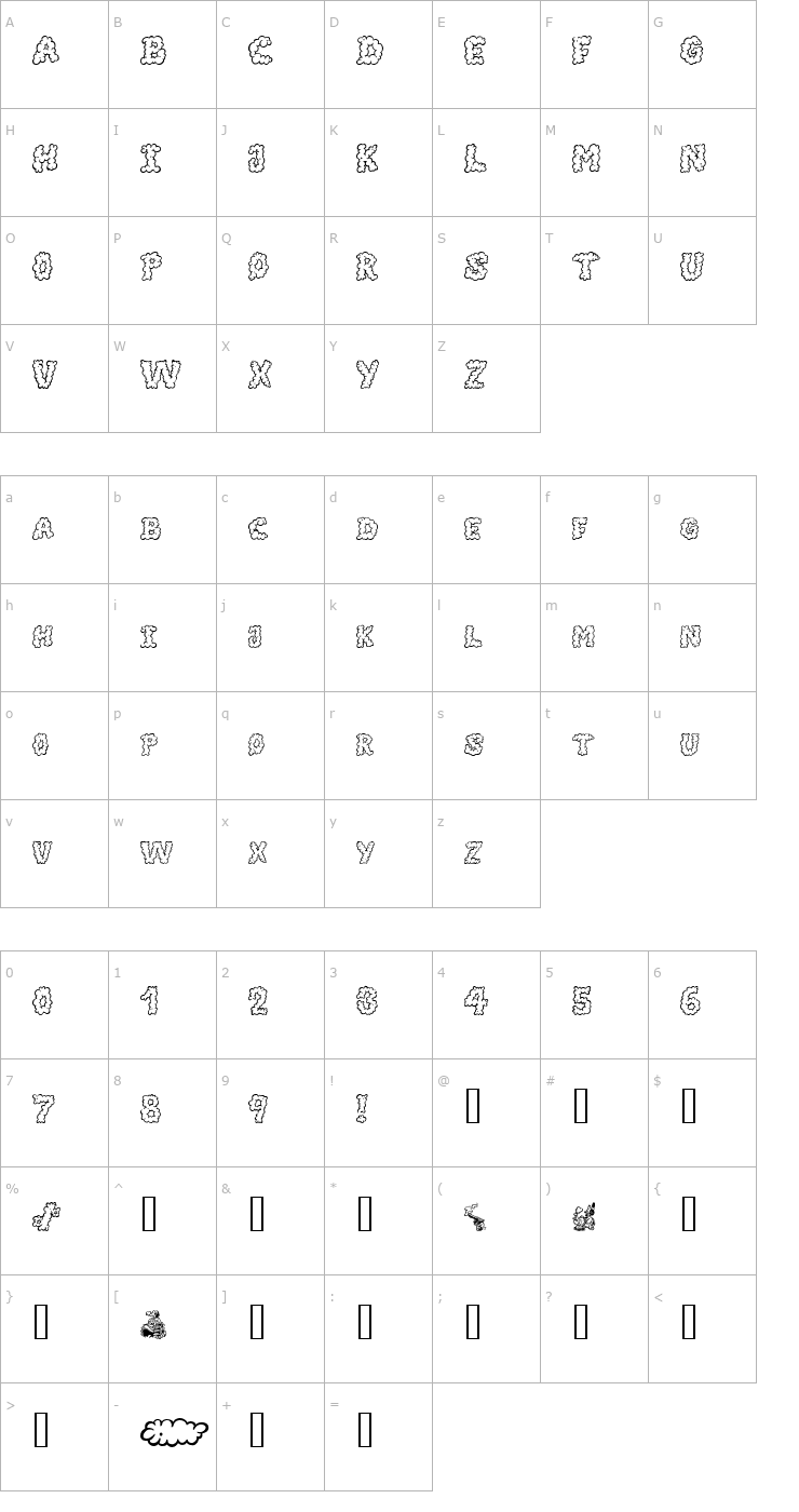 Character Map AlphaSmoke Font