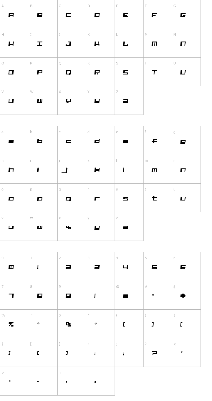 Character Map Alphastep i version Font