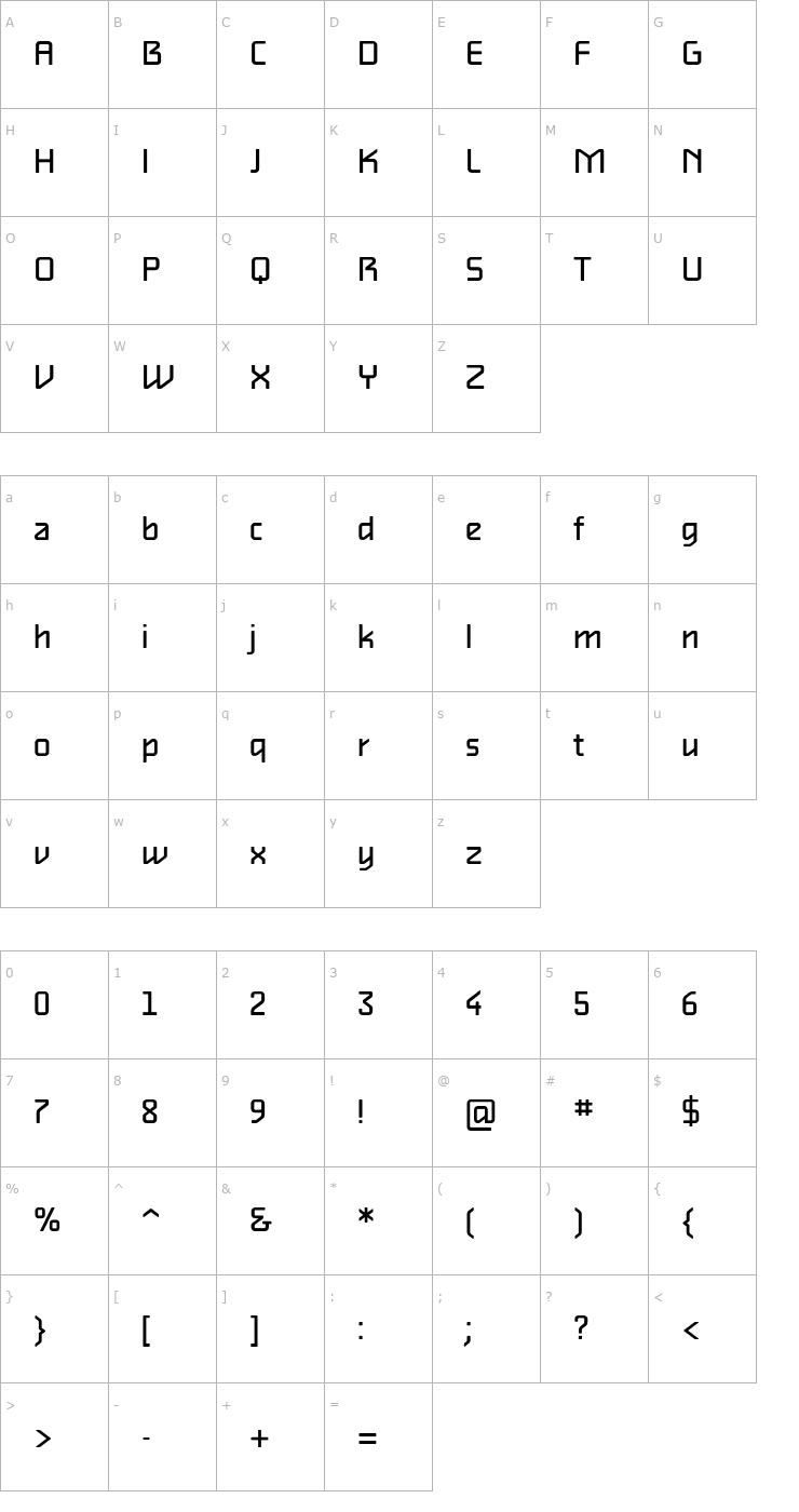 Character Map Alphaville Font