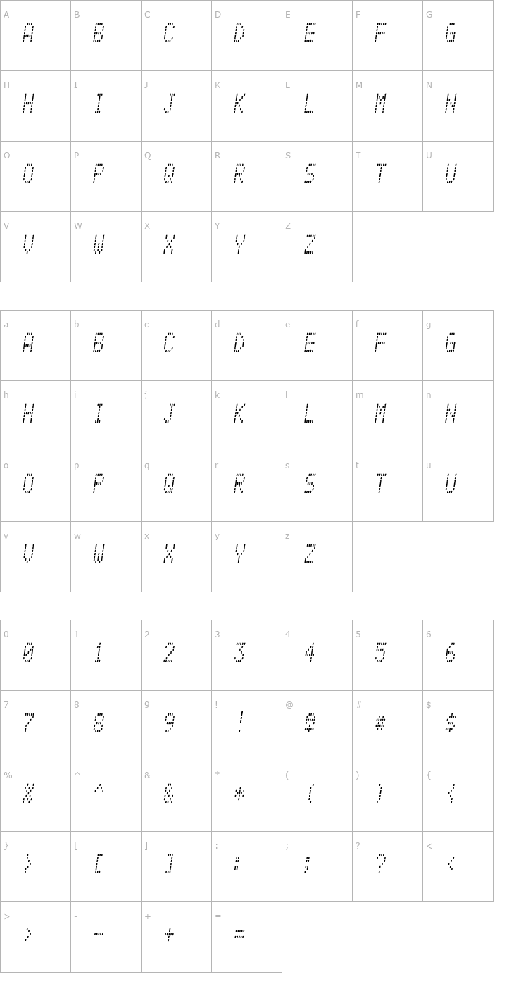 Character Map Alpine 7558M Font