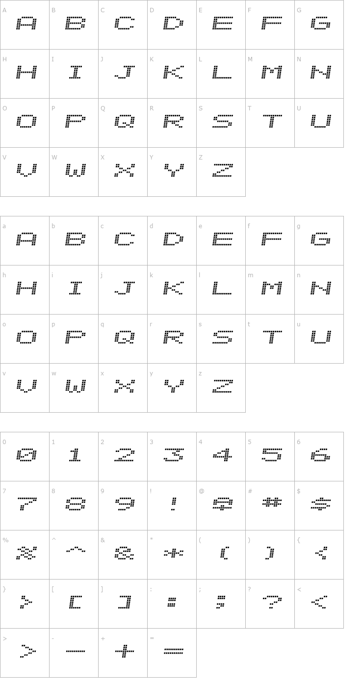 Character Map Alpine 7558S Font