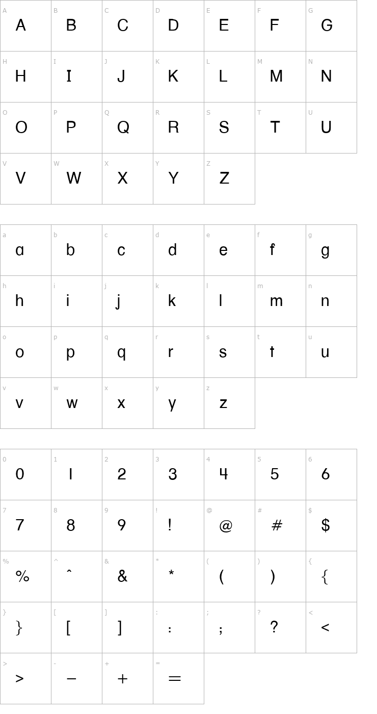 Character Map AlpistPrimer Font