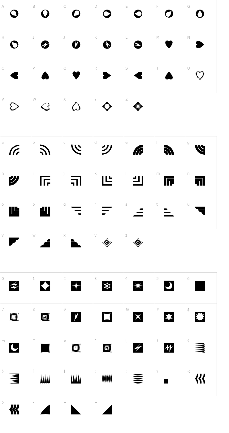 Character Map AltemusBordersThree Font