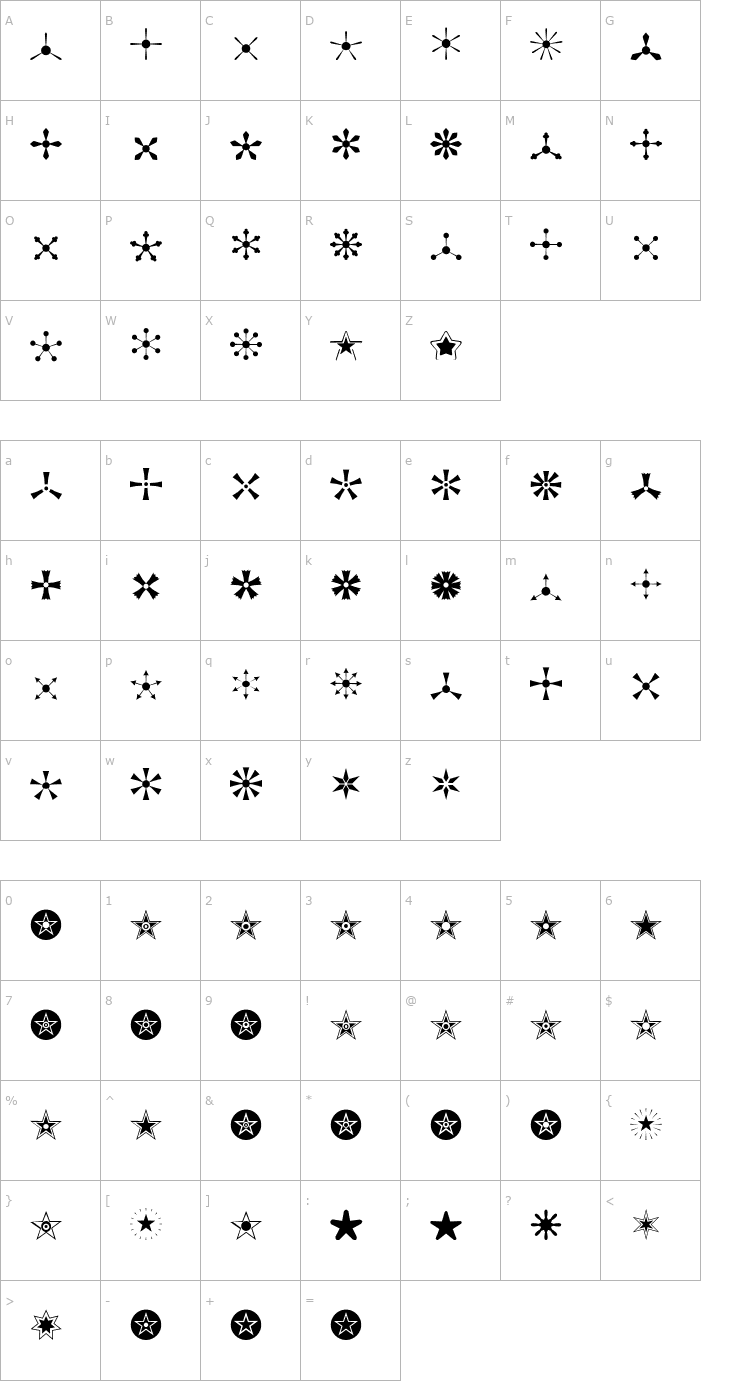 Character Map AltemusStarsTwo Font