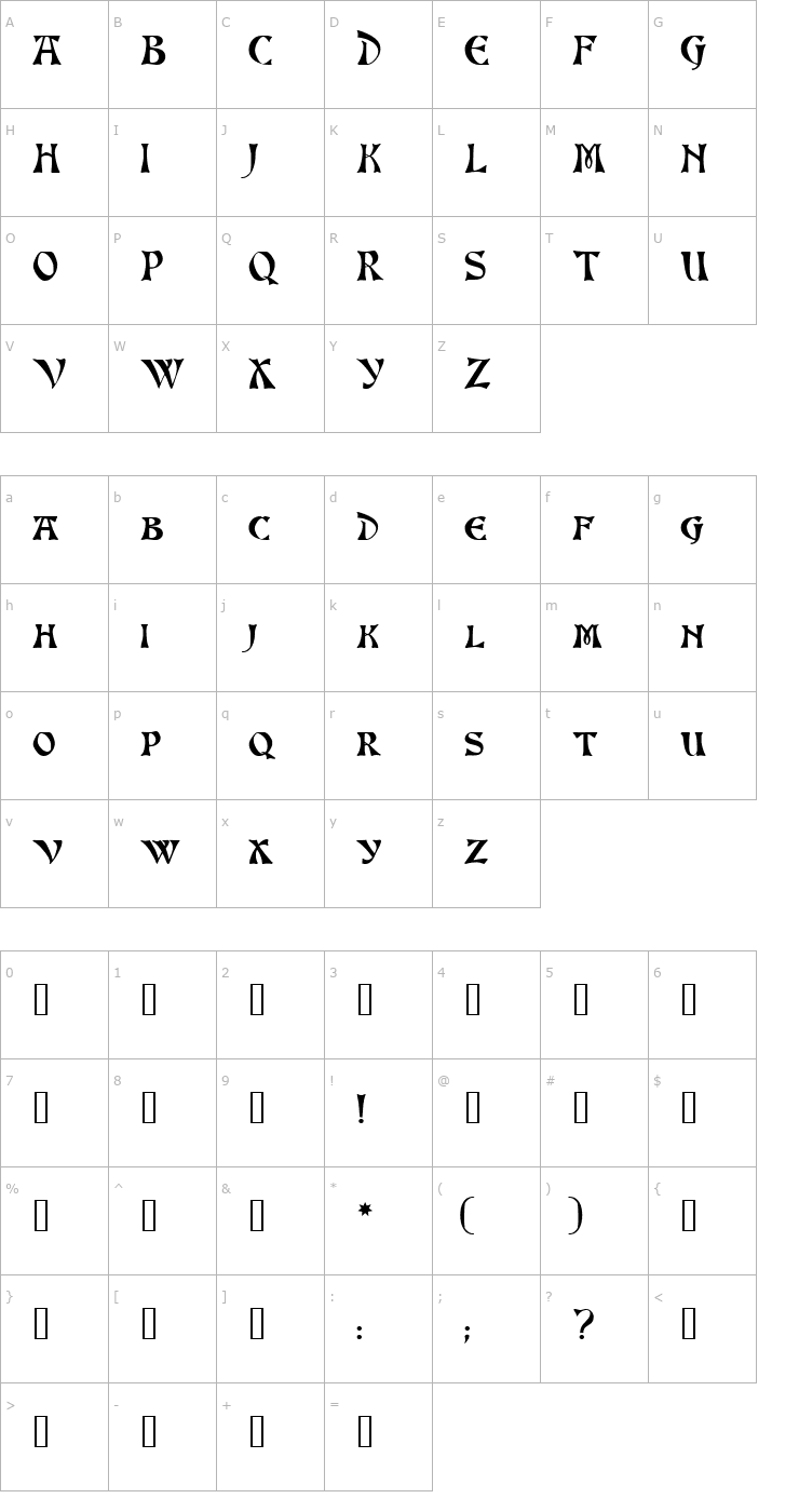 Character Map Altenburg Font