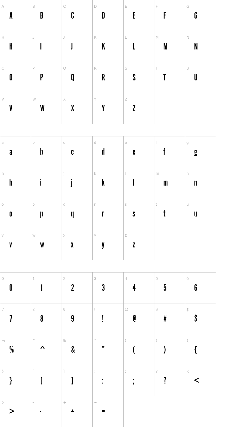 Character Map Alternate_Becker_1 Font