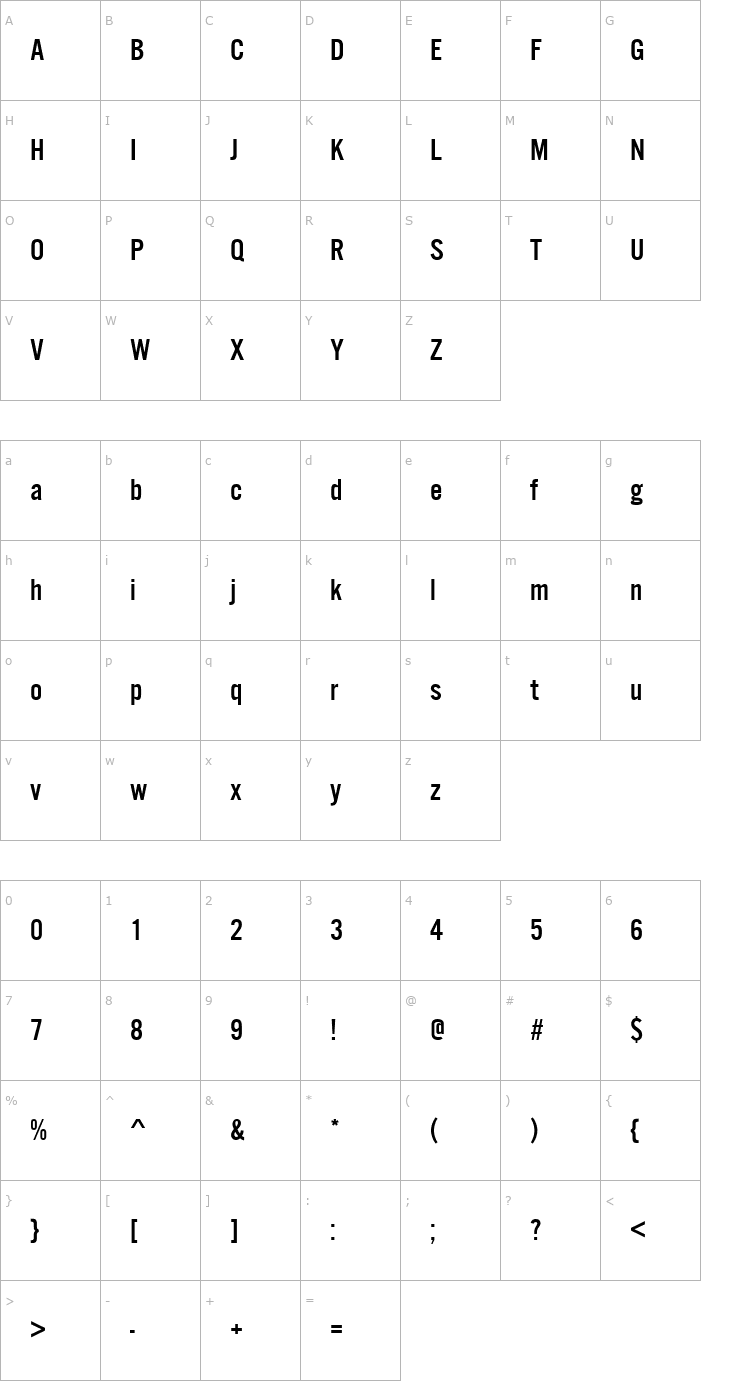 Character Map Alternate_Becker_3 Font