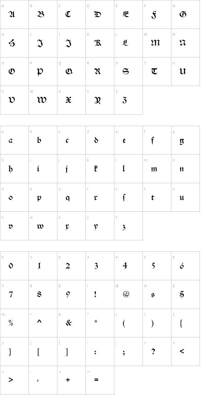 Character Map AlteSchD Font