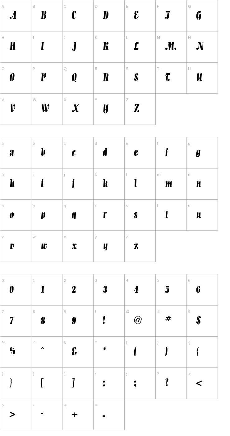 Character Map Alto Font