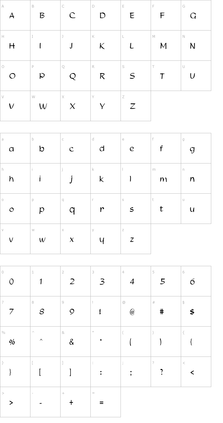 Character Map Alvina Font