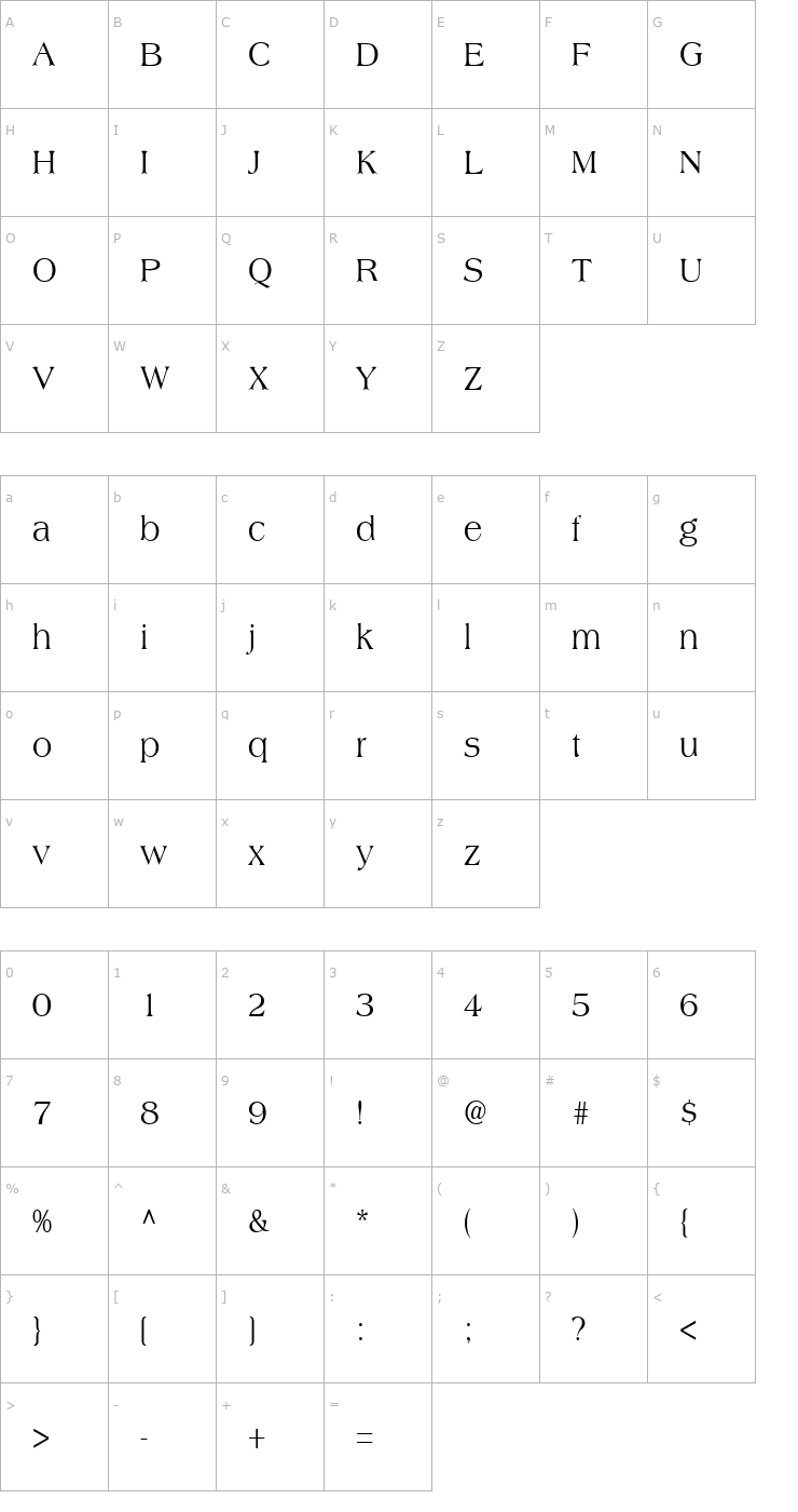 Character Map AmalcanCond Font