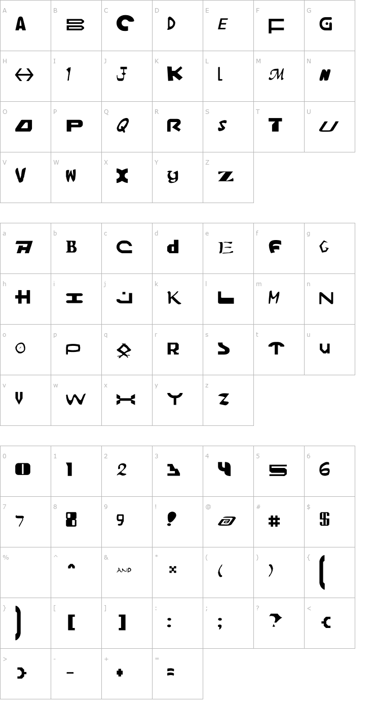 Character Map Amalgam Font