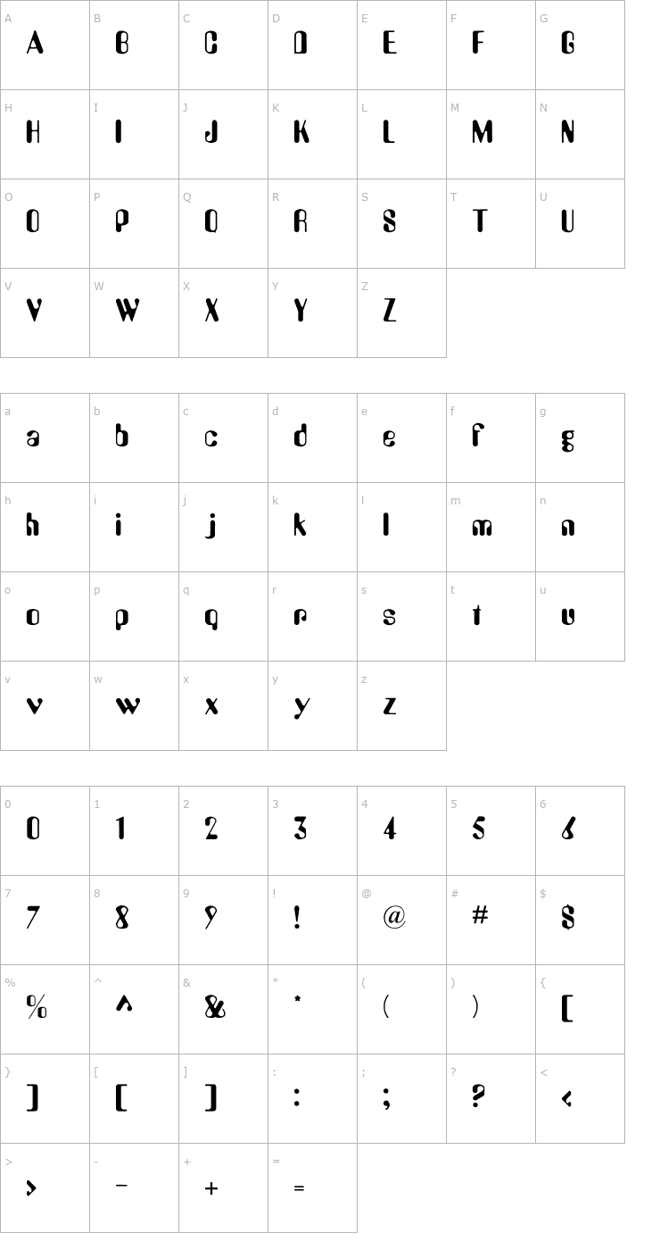 Character Map Amalia Font