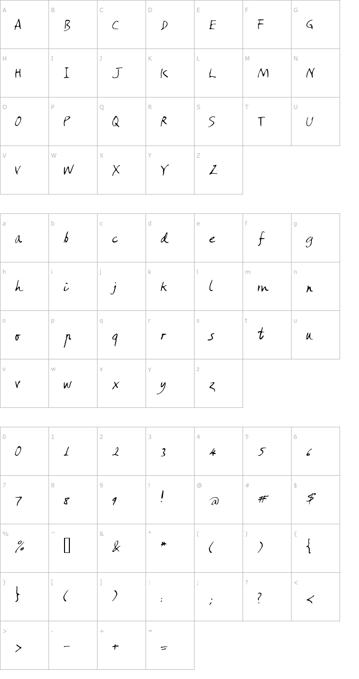 Character Map Amano Font