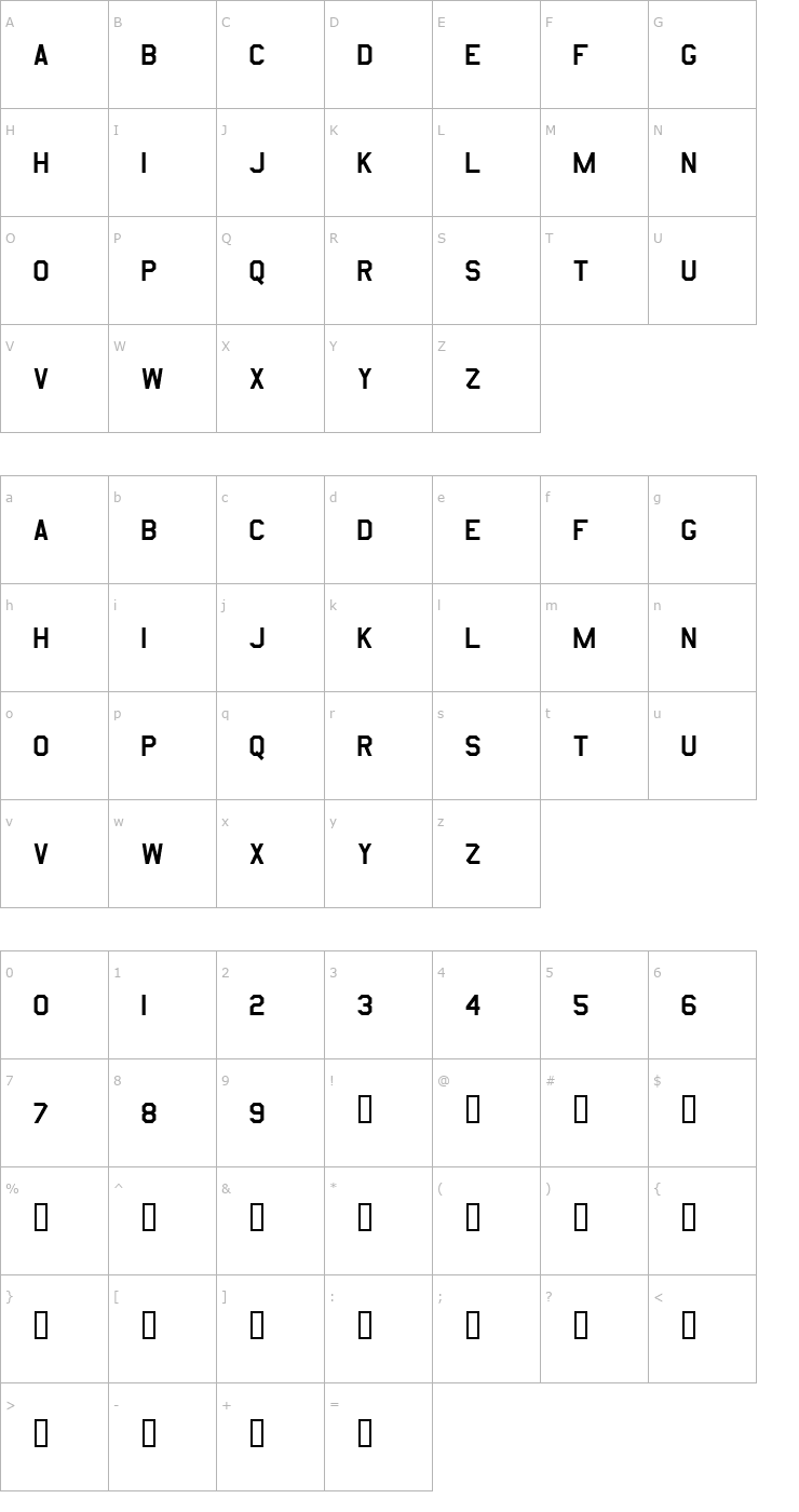 Character Map AmarilloUSAF Font