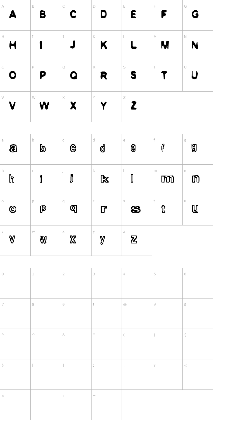 Character Map AmateurLobotomy Font