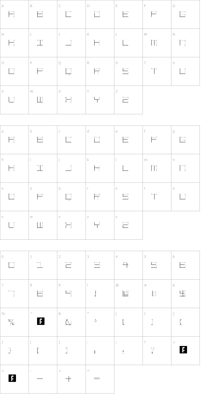 Character Map Amaya Technical Sharp Regular Font