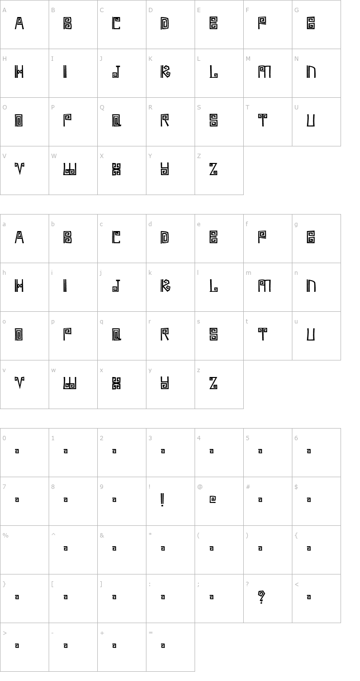 Character Map Ambages Font