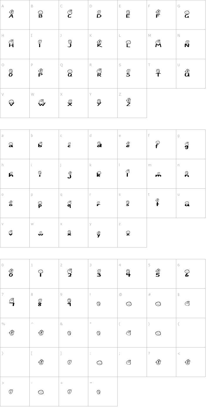 Character Map Amber's Family Font