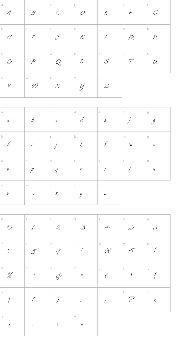 Character Map AmbianceBT-Regular Font