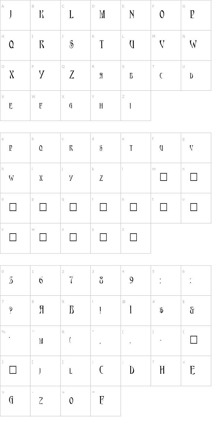 Character Map AmbrosiaCap Font