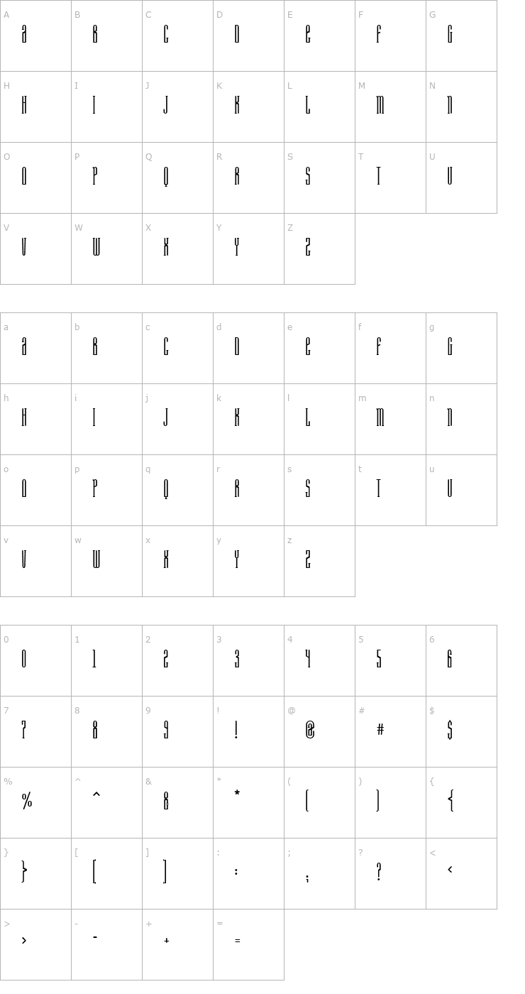 Character Map Ambu Font