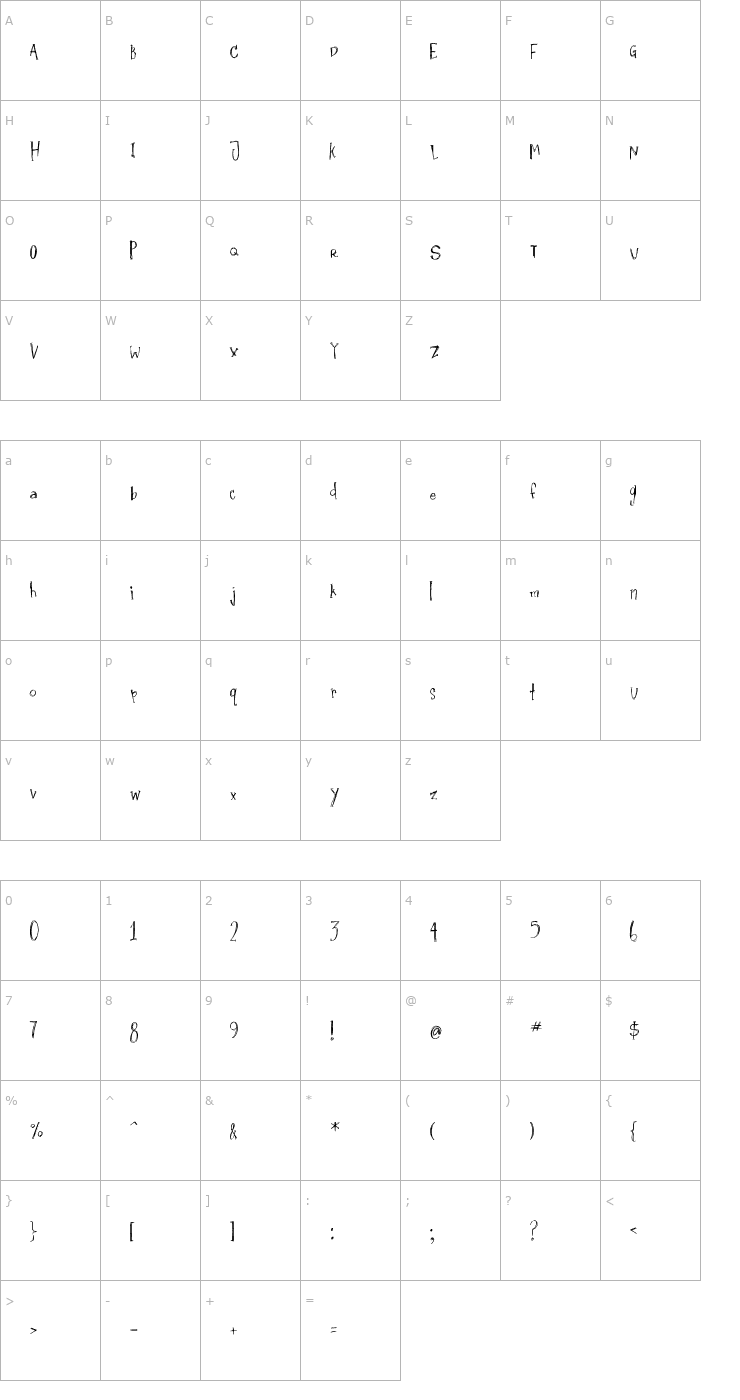 Character Map AMC_Quirky Font