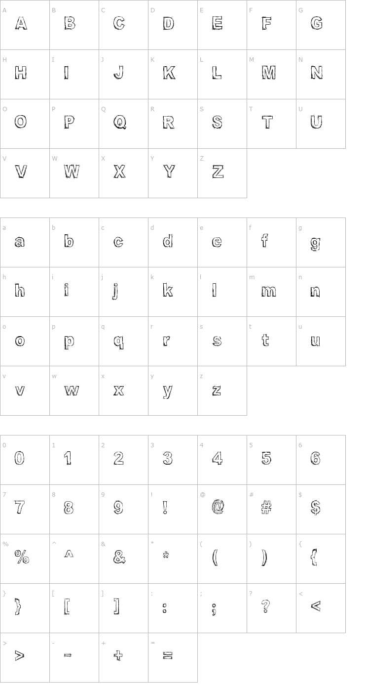 Character Map AMC_SketchyOutlines Font