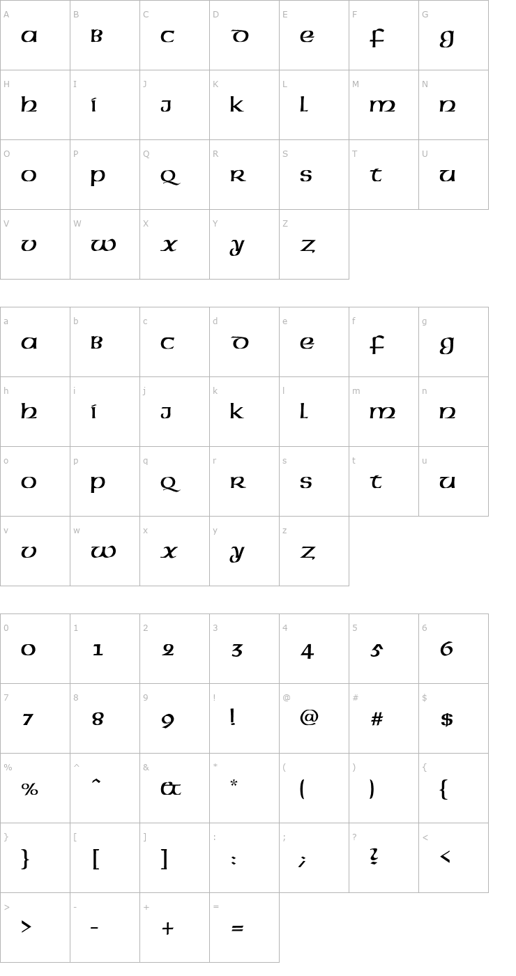 Character Map American-Americ-Normal Font