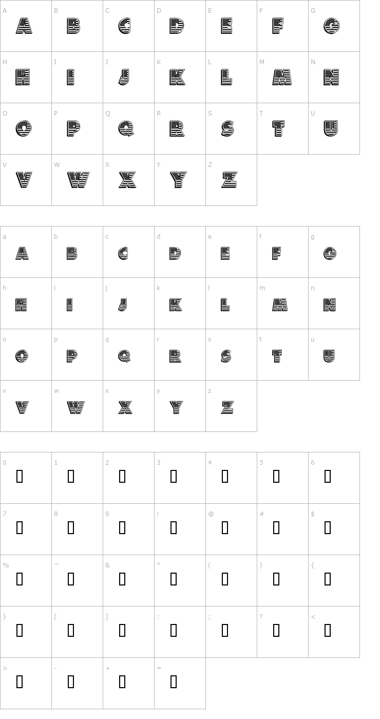 Character Map American Dream Font