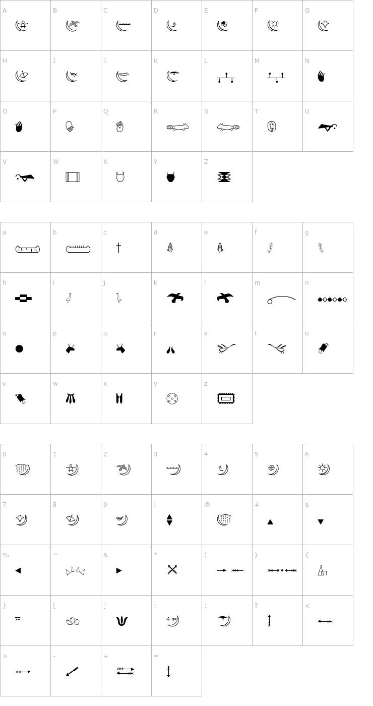 Character Map American Indian Font